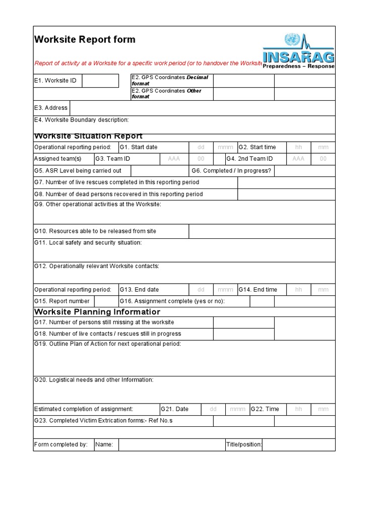 Worksite Report Form PDF