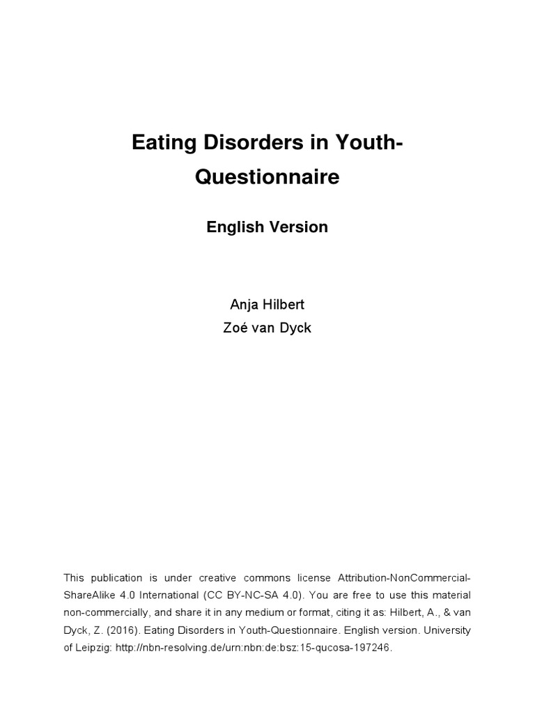 EDY-Q: Youth Eating Disorders Assessment | PDF | Mental Disorder | Dsm 5