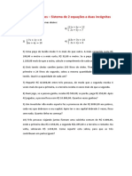 Lista de Exercícios - Sistema de Equações