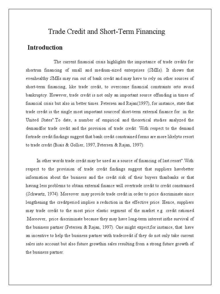 Trade Credit and Short PDF Loans Banks