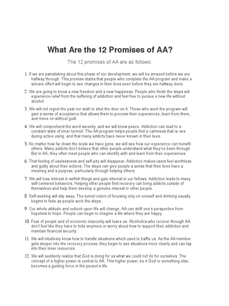 What Are The 12 Promises of AA | PDF | Psychology | Human Nature