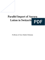 Parallel Import of Aurora Lotion in Switzerland: Problems of Grey Market Dilemma