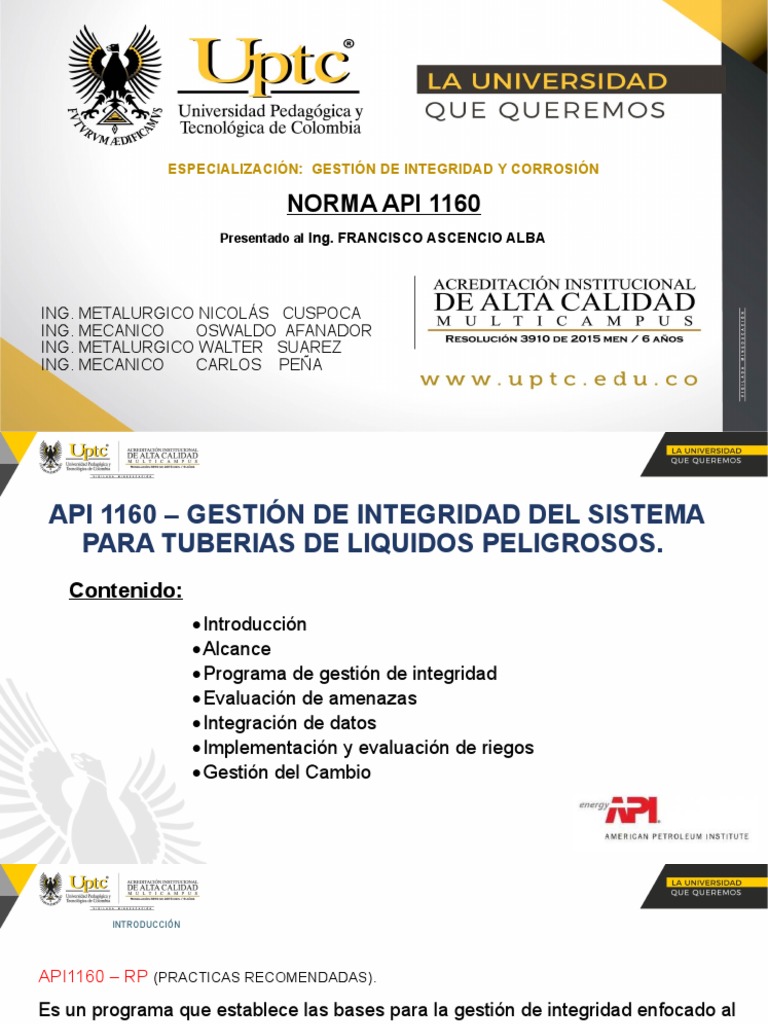 Exposicion API 1160 | PDF | Evaluación | Corrosión