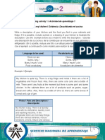 Learning Activity 1 / Actividad de Aprendizaje 1 Evidence: Describing My Kitchen / Evidencia: Describiendo Mi Cocina