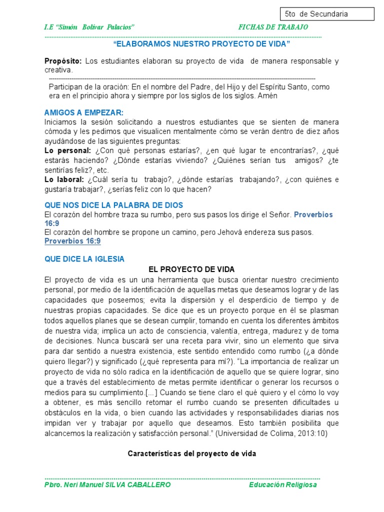 Proyecto de Vida para 5to Año | PDF | Planificación