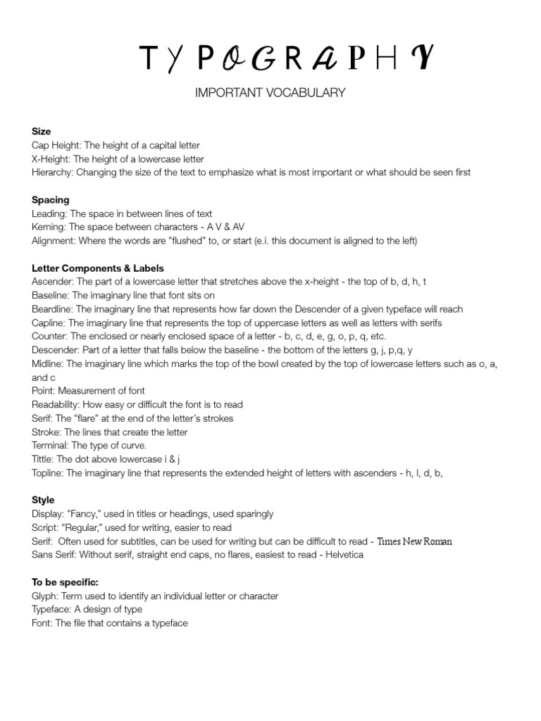 Typography Vocabulary Essentials | PDF