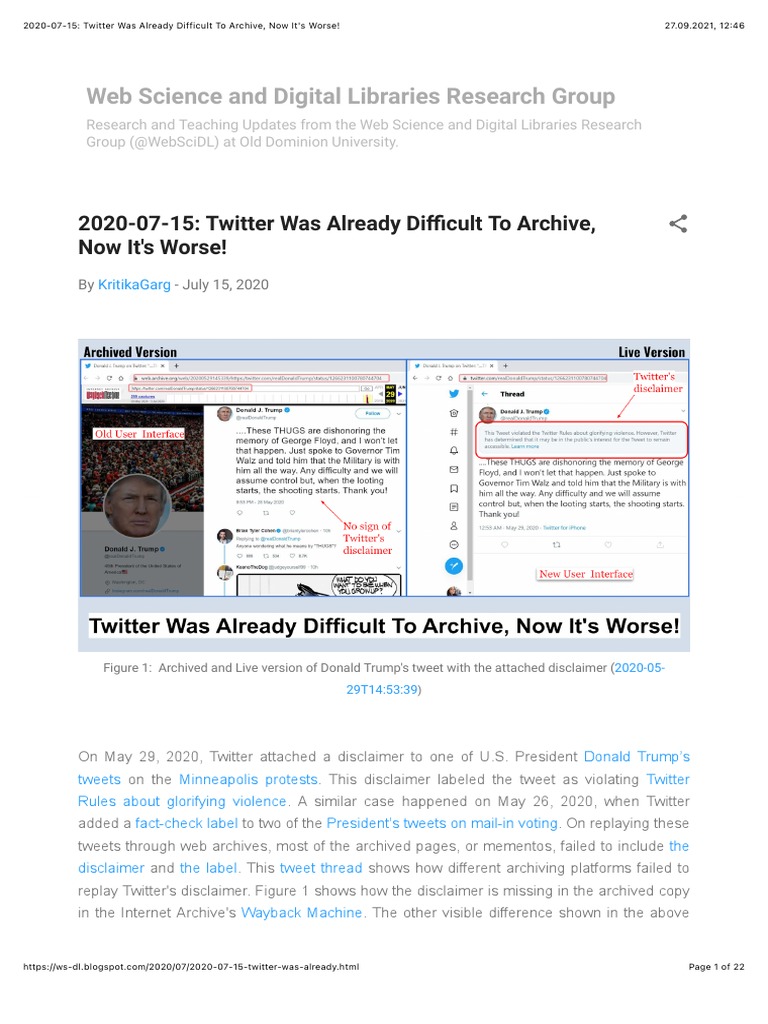 2020-07-15: Twitter Was Already Difficult To Archive, Now It's Worse ...