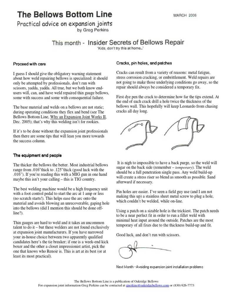 Welding Tips for Bellows Repairs | PDF | Construction | Welding