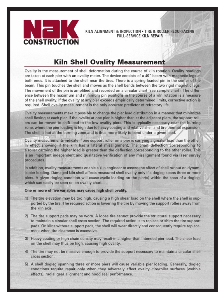 Rotary Kiln Shell Ovality Measurement PDF Beam (Structure) Tire