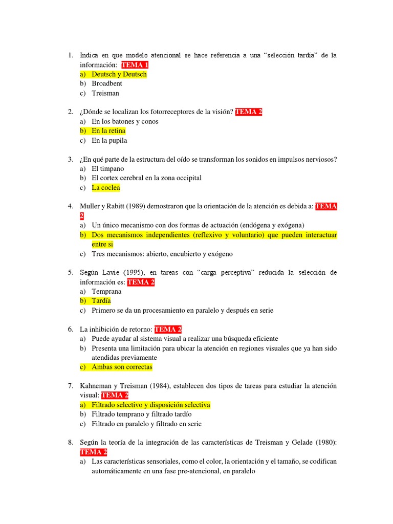 Atención Percepción Y Memoria Pdf Memoria Atención