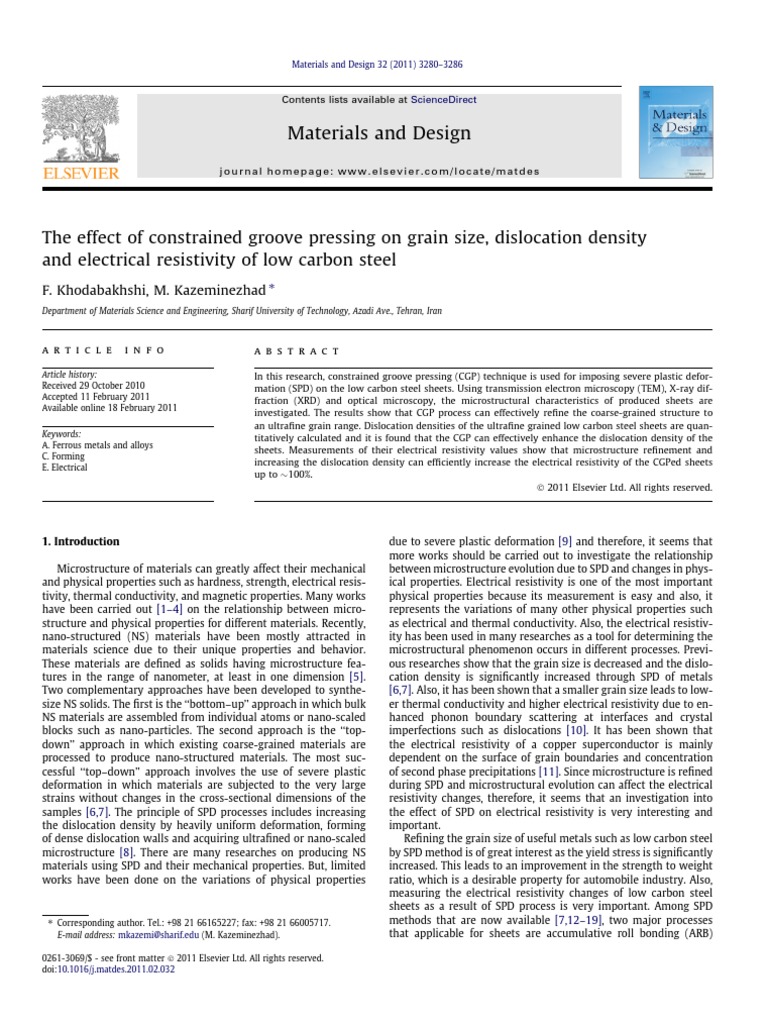 The Effect of Constrained Groove Pressing On Grain Size, Dislocation ...
