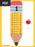 Tablas de Multiplicar Del 1 Al 12 en Blanco y Negro en Una Hoja | PDF