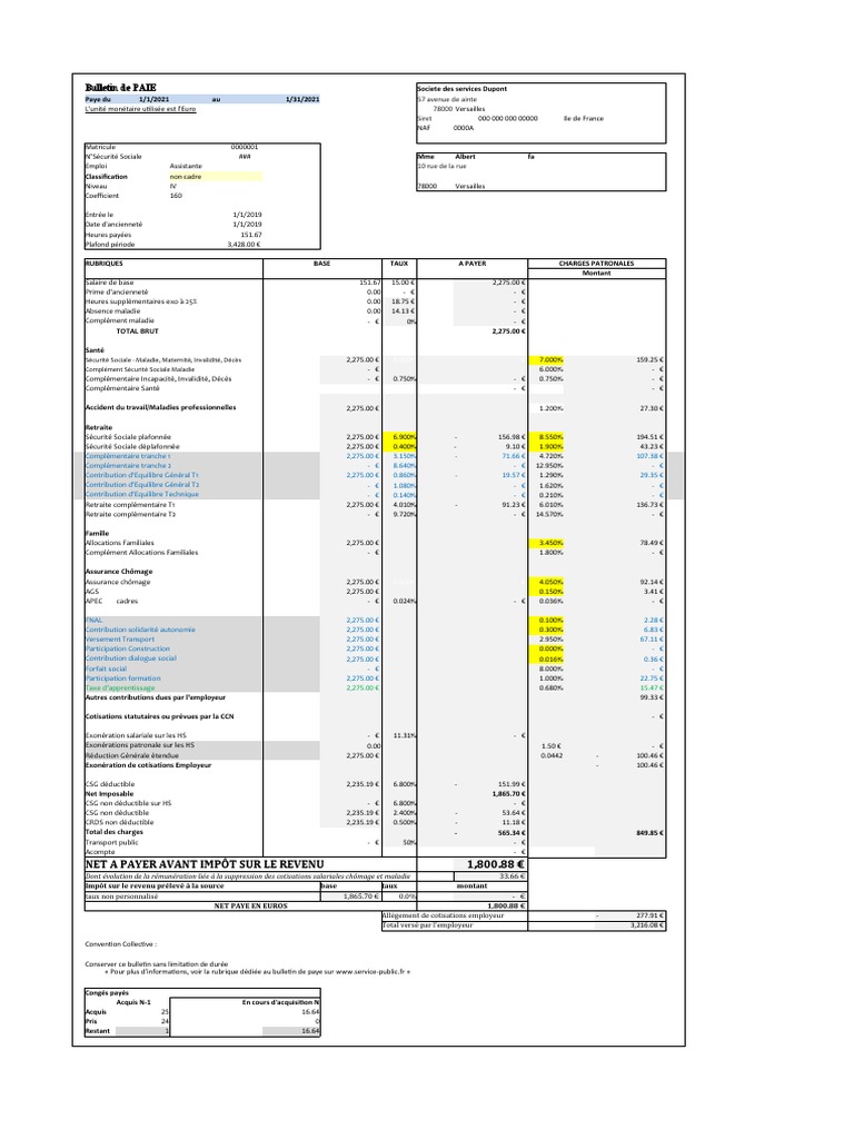 Fiche De Paie Excel Avec Formules 2020 Gratuit Bulletin de Paie Excel Avec Formules 2021 | PDF | Bulletin de salaire  (droit français) | Salaires