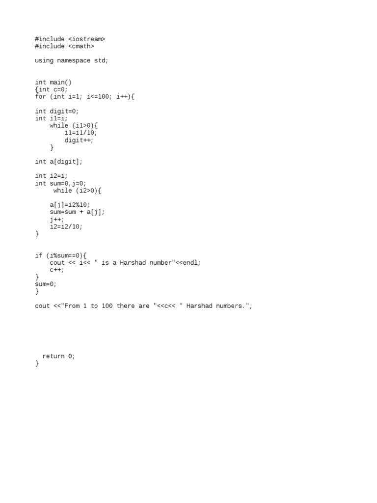 Harshad Number | PDF