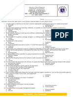 PRETEST in Food Processing 9 Gerome Tongol