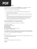 Formal Definition of Turing Machine