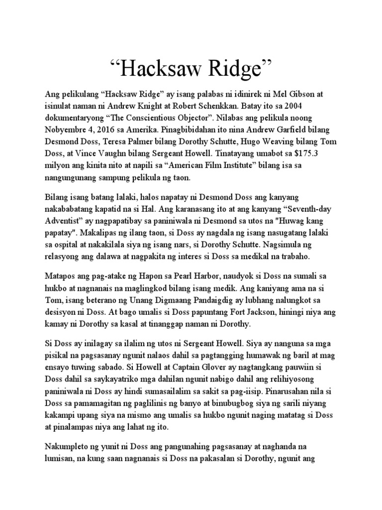 Hacksaw Ridge | PDF