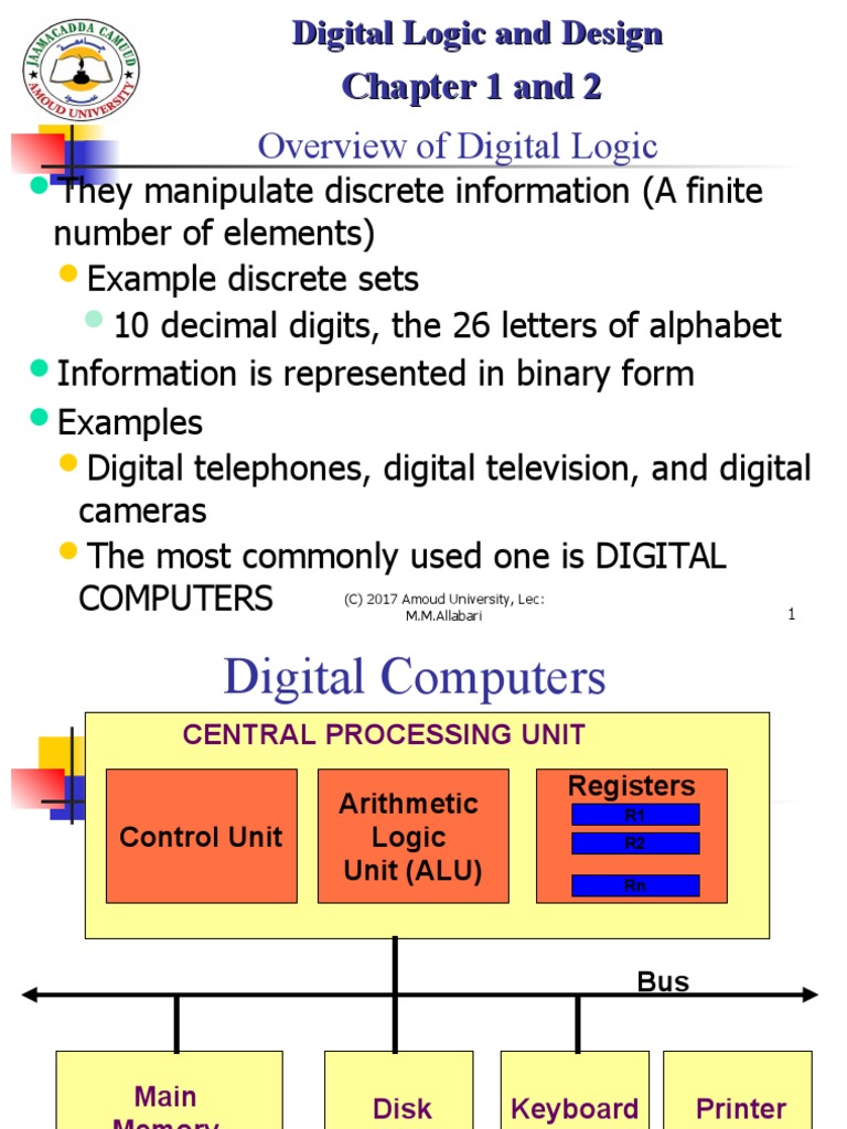Chapter 1 and 2 Computer Logic and Design PDF Theory Of Computation