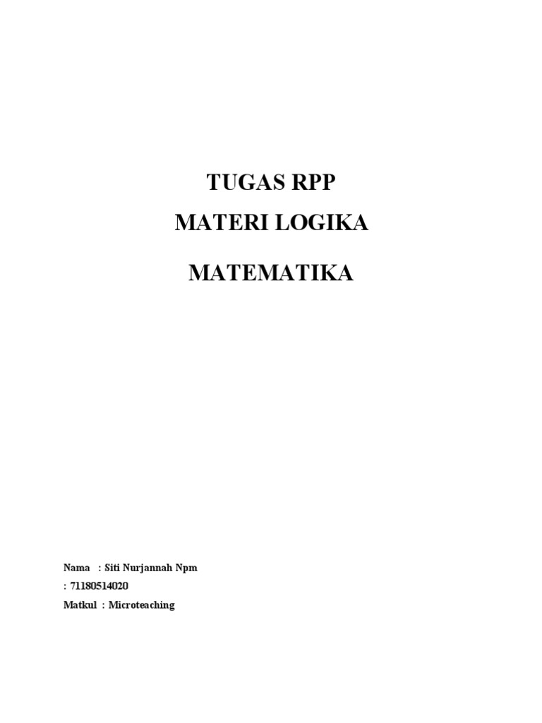 RPP Logika Matematika Kelas XI SMA | PDF