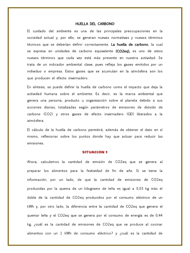 Huella de Carbono: Cálculo y Reflexión | PDF | Gases de efecto ...