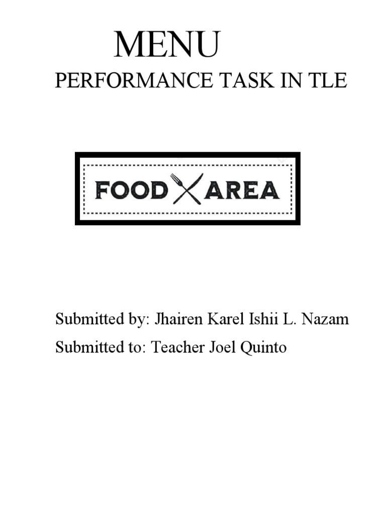 Performance Task in Tle: Submitted By: Jhairen Karel Ishii L. Nazam ...