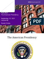 Fall 2021: The American Presidency September 15, 2021