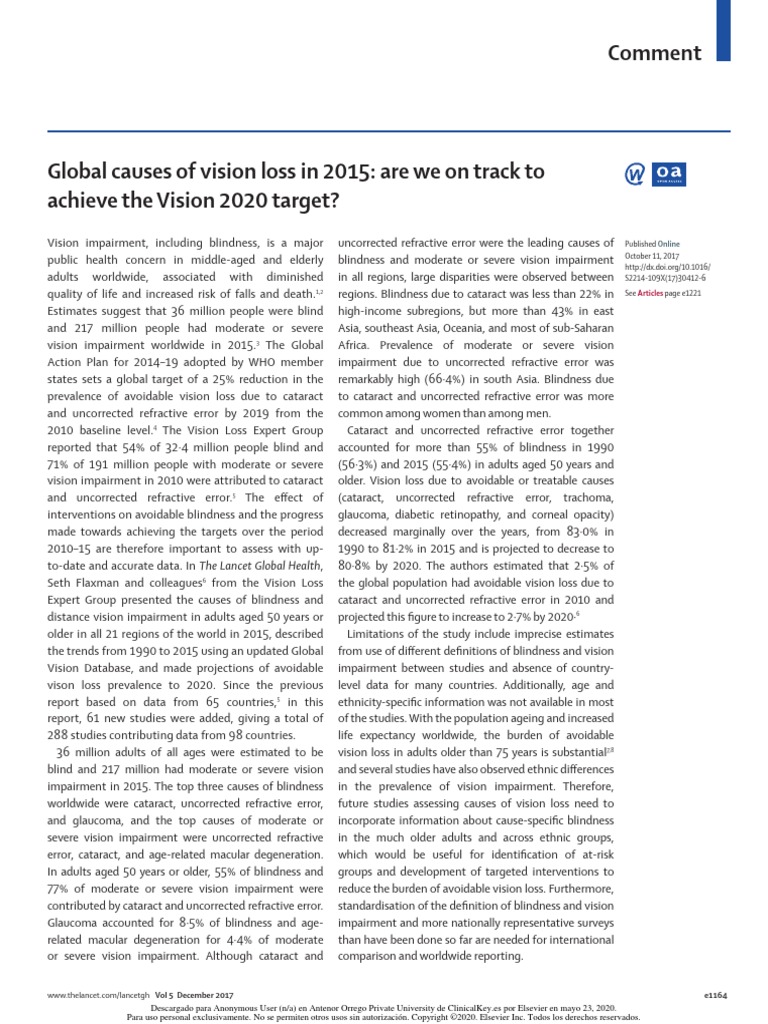 Global Causes of Vision Loss in 2015 Are We On Track To Achieve The ...
