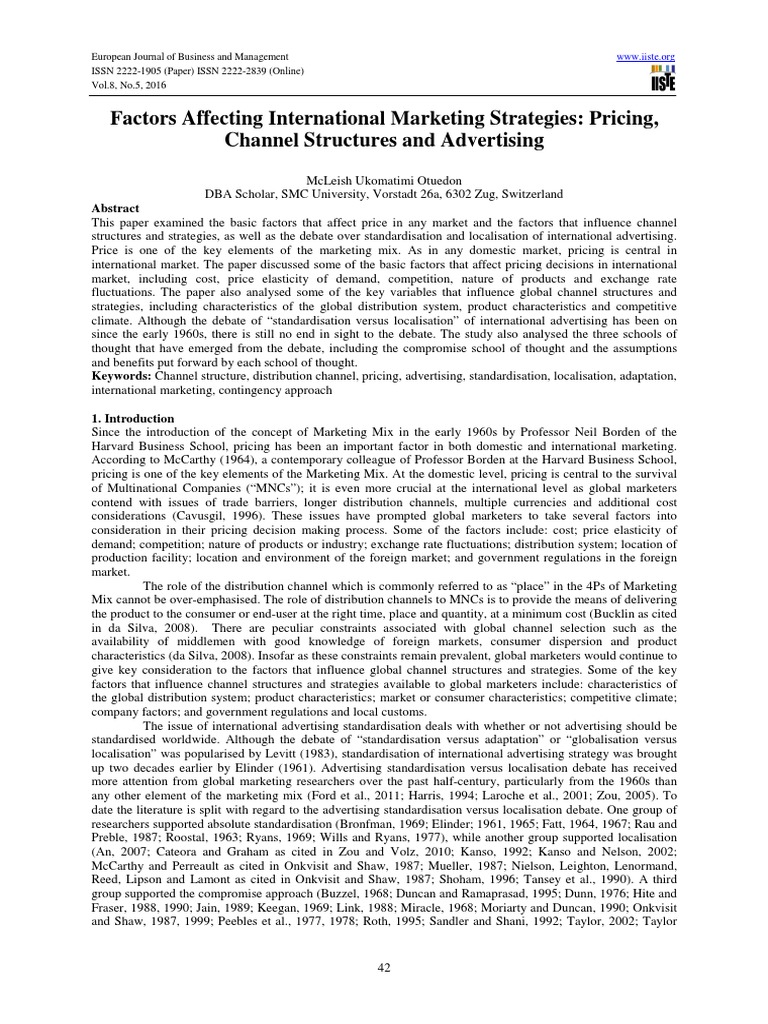 Factors Affecting International Marketing Strategies | PDF | Elasticity ...
