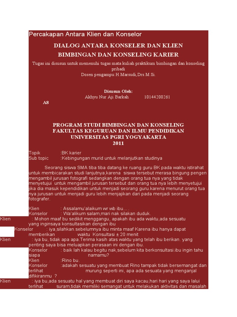 Konselor dan klien berkomunikasi melalui video call