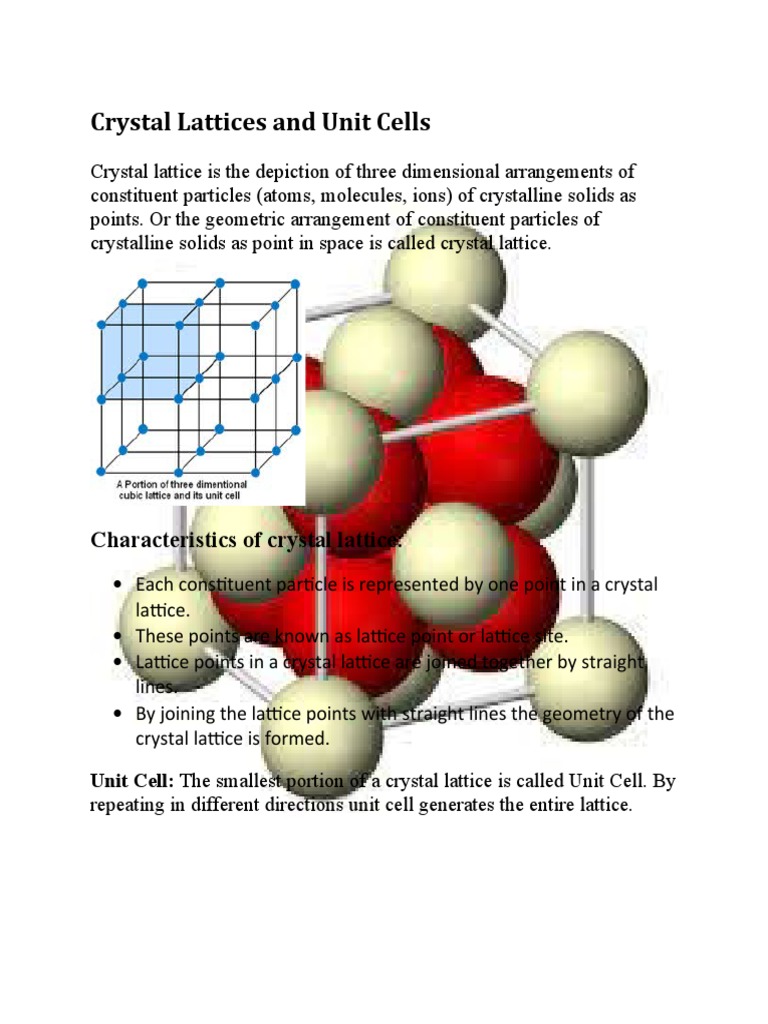 Crystal Lattices and Unit Cells PDF Crystal Structure Materials
