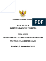 Sambutan Gub - Pisah Sambut Ka. Kanwil Kementerian Agama Prov. Sultra, - 5 Nov 2021a