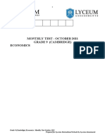 Monthly Test - October 2021 Grade 9 (Cambridge) Economics: Admission Number