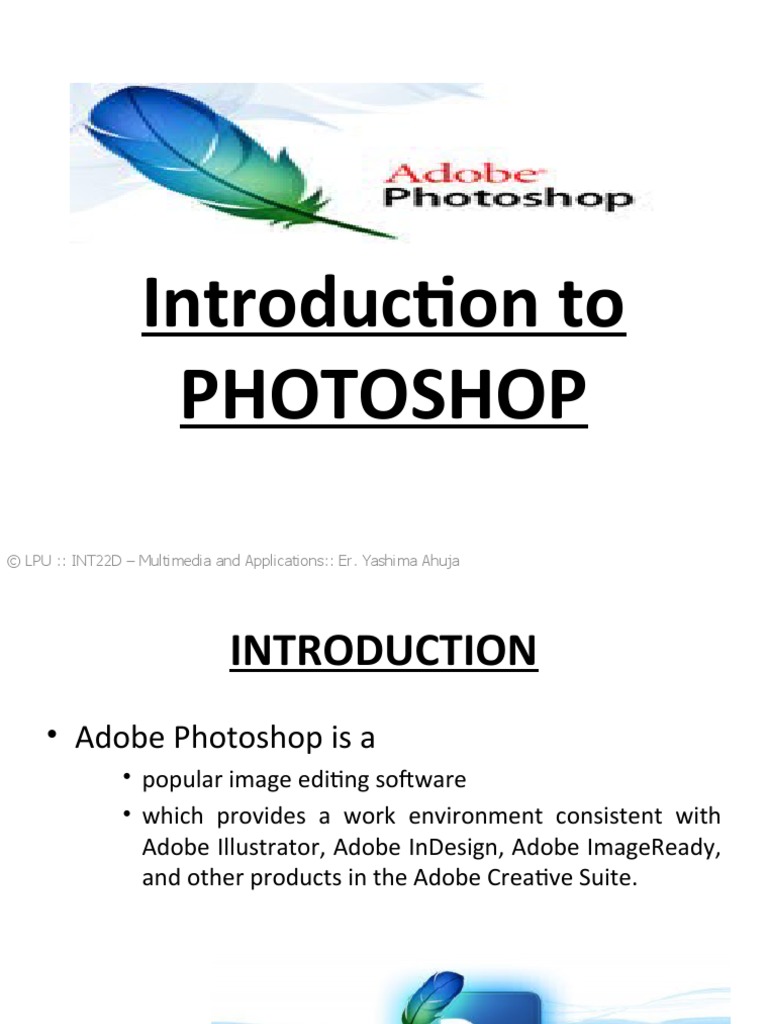 Lecture 2 - Introduction To Photoshop | PDF | Adobe Photoshop | Graphics