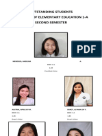 Outstanding Students Bachelor of Elementary Education 1-A Second Semester