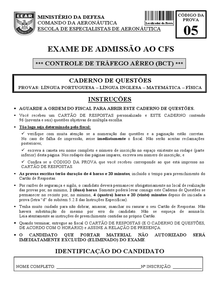 Caderno de Questões - Exame CFS 2022 | PDF | Pensamento