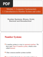 Module 1: Computer Fundamentals 1.1 Introduction To Number System and Codes