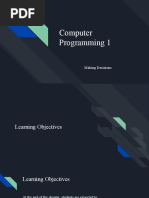 Computer Programming 1: Making Decisions