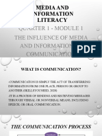 Quarter 1 - Module 1 The Influence of Media and Information To Communication