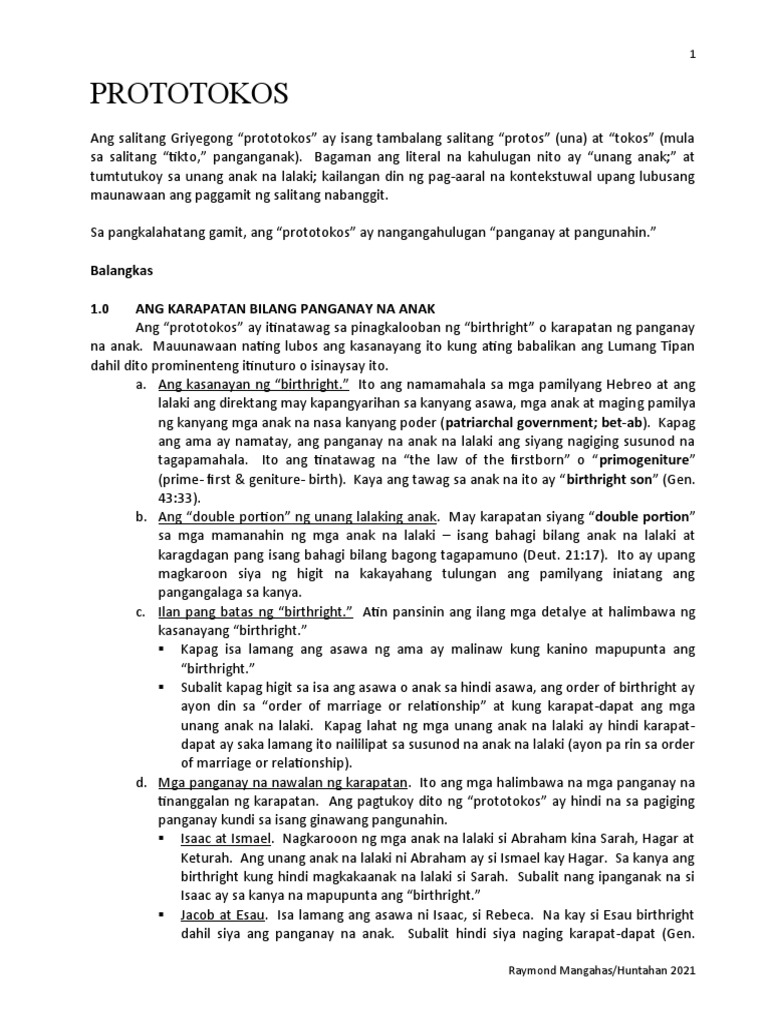 Huntahan 211029 Prototokos Final | PDF
