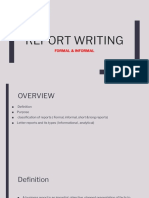 Report Writing: Formal & Informal
