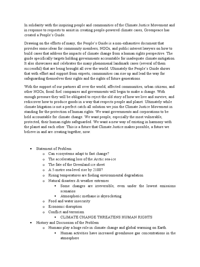 Statement of Problem AYC | PDF | Climate Change | Greenhouse Gas