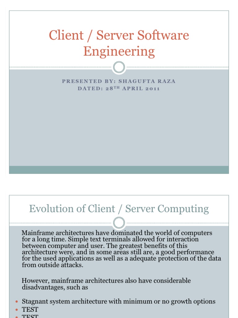 Client Server Software Engineering | PDF | Client–Server Model | Web ...