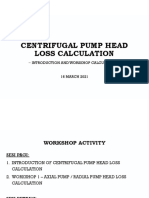 CENTRIFUGAL PUMP HEAD LOSS CALCULATION WORKSHOP