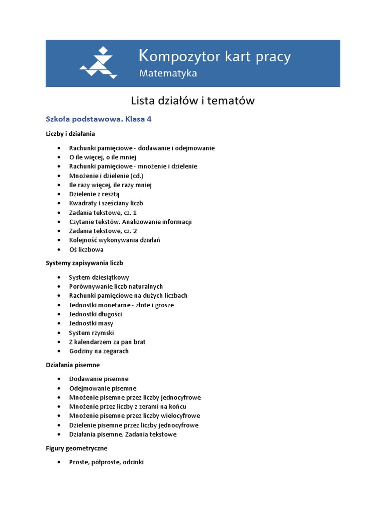 Rachunki Pamięciowe Na Dużych Liczbach Klasa 4 Pdf