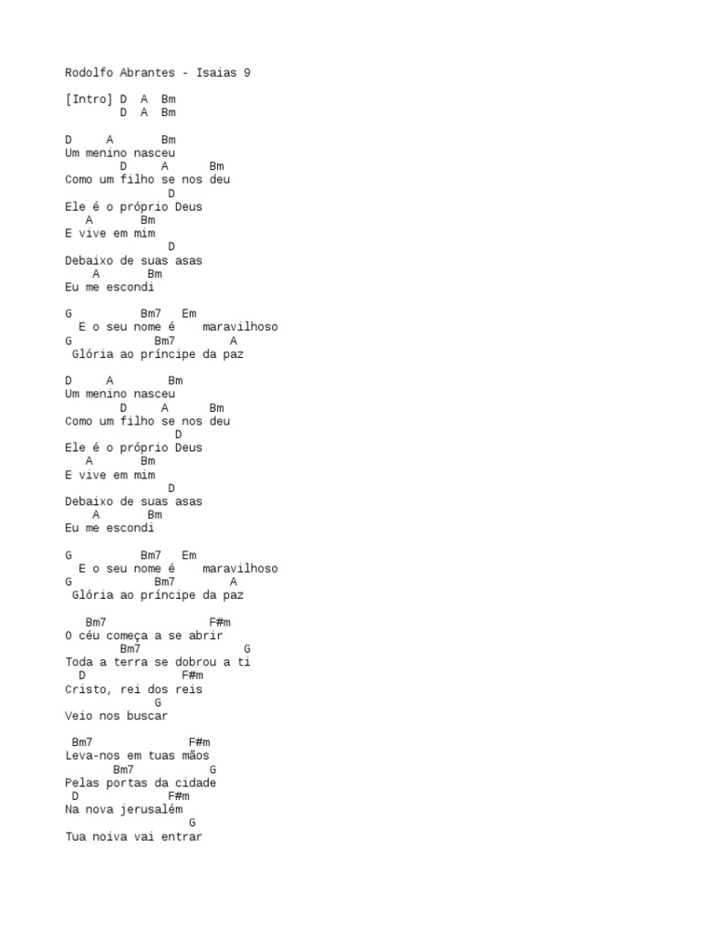 Letra da Música Isaías 9 - Rodolfo Abrantes | PDF