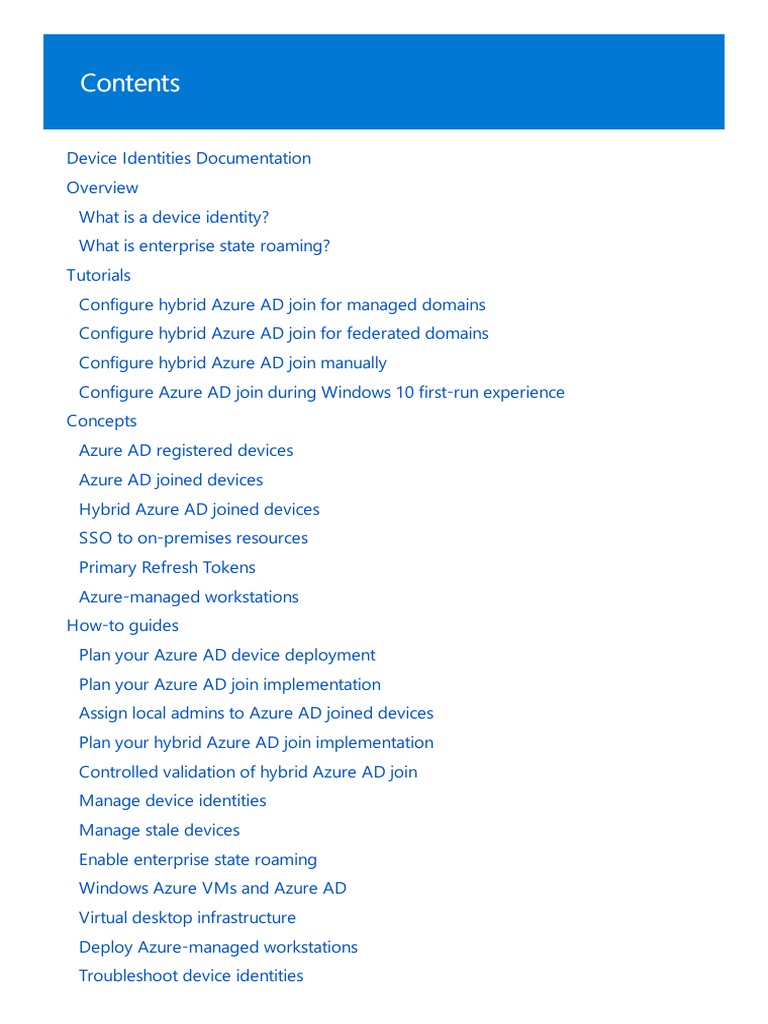 Azure AD Device Identity Documentation | PDF | Active Directory ...