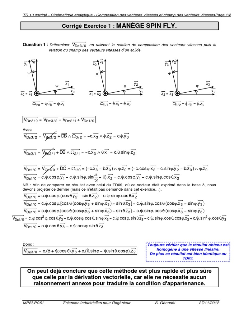 Corrigé Exercice 1:: Manège Spin Fly | PDF | Mouvement de rotation ...