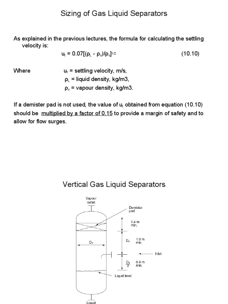 Gas Liquid Separator Sizing Guide | PDF | Gases | Statistical Mechanics