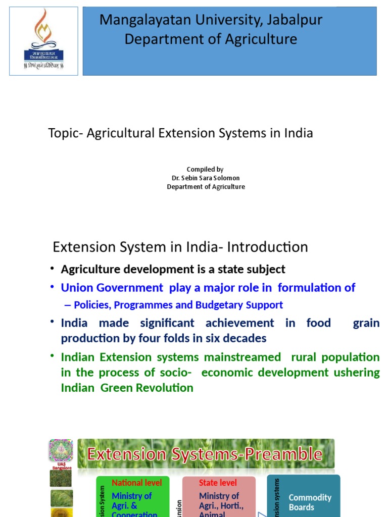 Agricultural Extension Systems in India | PDF | Agriculture | Farmer