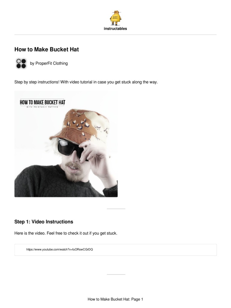 How To Make Bucket Hat PDF Seam (Sewing) Sewing